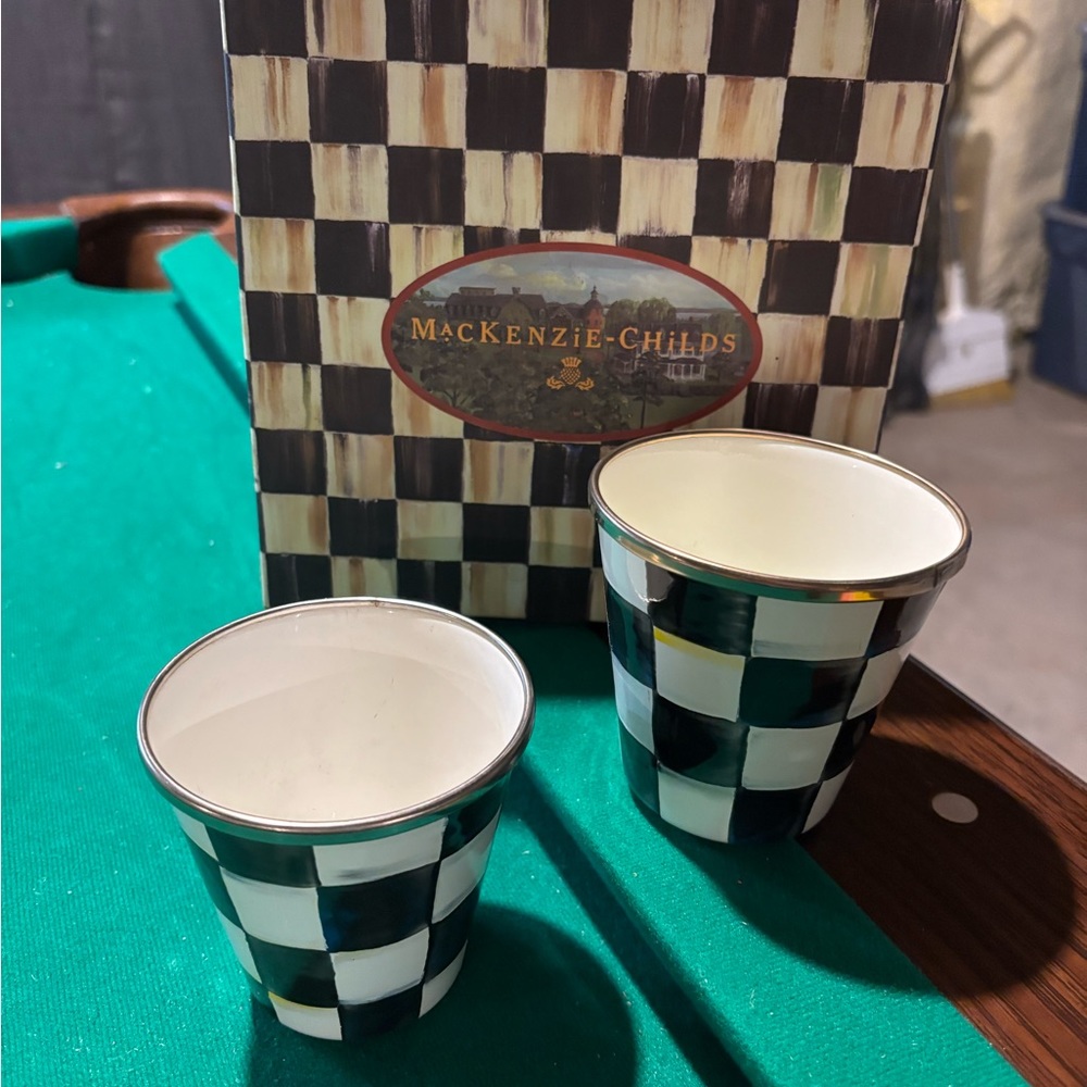 MacKenzie-Childs Black and White Courtly Herb Pots-set of 2